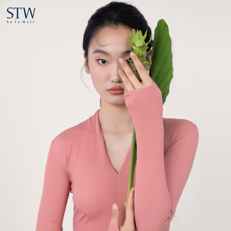 STW Extractable Dress Lady Fever Coat Modale Without Mark Wearing Single Piece Deep V Low Neckline Blouse