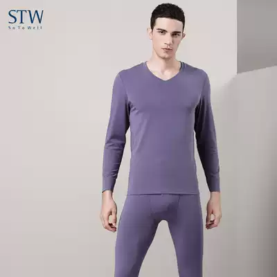 STW men's thermal underwear set Modal youth bottoming autumn clothes sanitary pants thickened V-neck long-sleeved cotton sweater winter