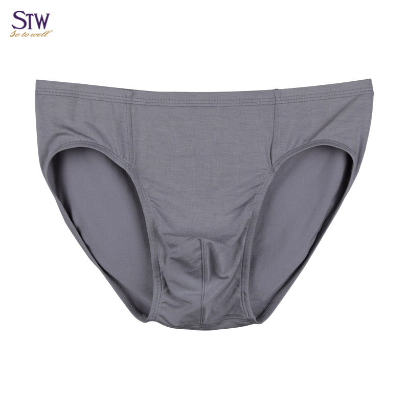 STW men's underwear modal seamless briefs solid color comfortable breathable large size youth mid-waist briefs