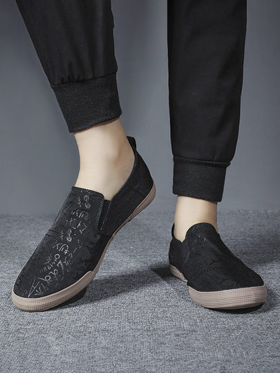 Men's shoes summer breathable slip-on canvas shoes men's soft-soled casual old Beijing cloth shoes men's versatile lazy sneakers