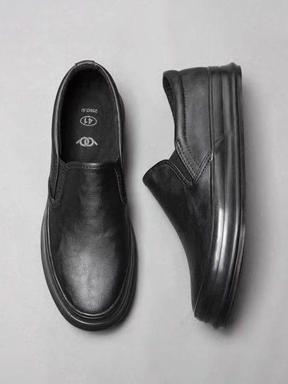 Spring and Autumn men's thick-soled British casual leather shoes men's lazy slip-on loafers trendy men's business work shoes