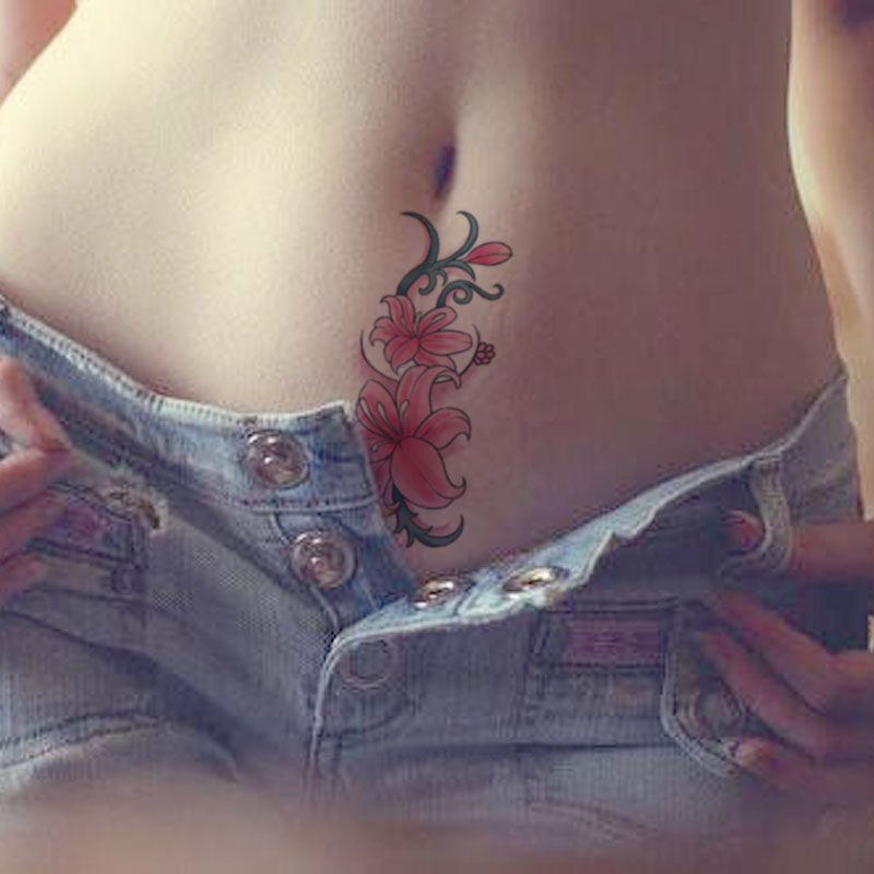 Colorful Flower Cesarean Tattoo Cover Scar Waterproof Female Persistent Concealer Sexy Simulation Tattoo Sticker