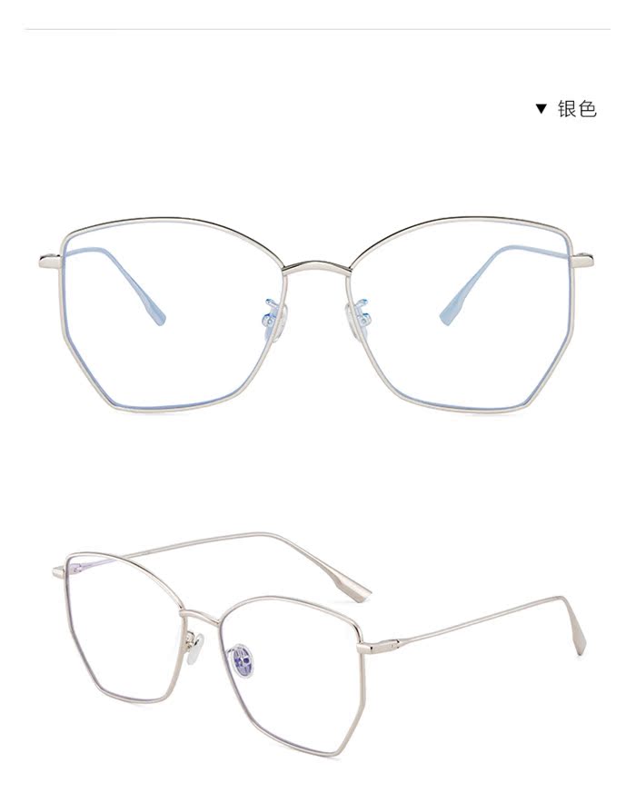 Zhu Zhengting với phụ nữ đeo kính với chuỗi đa giác bức xạ ánh sáng màu xanh gương phẳng Harajuku với thủy triều khung cận thị kính không gọng