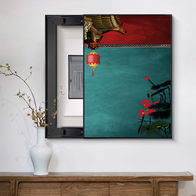 New Chinese Electric Meter Box Decoration Painting Vertical electric meter box shielded distribution box Total switching power decoration frame push-pull painting
