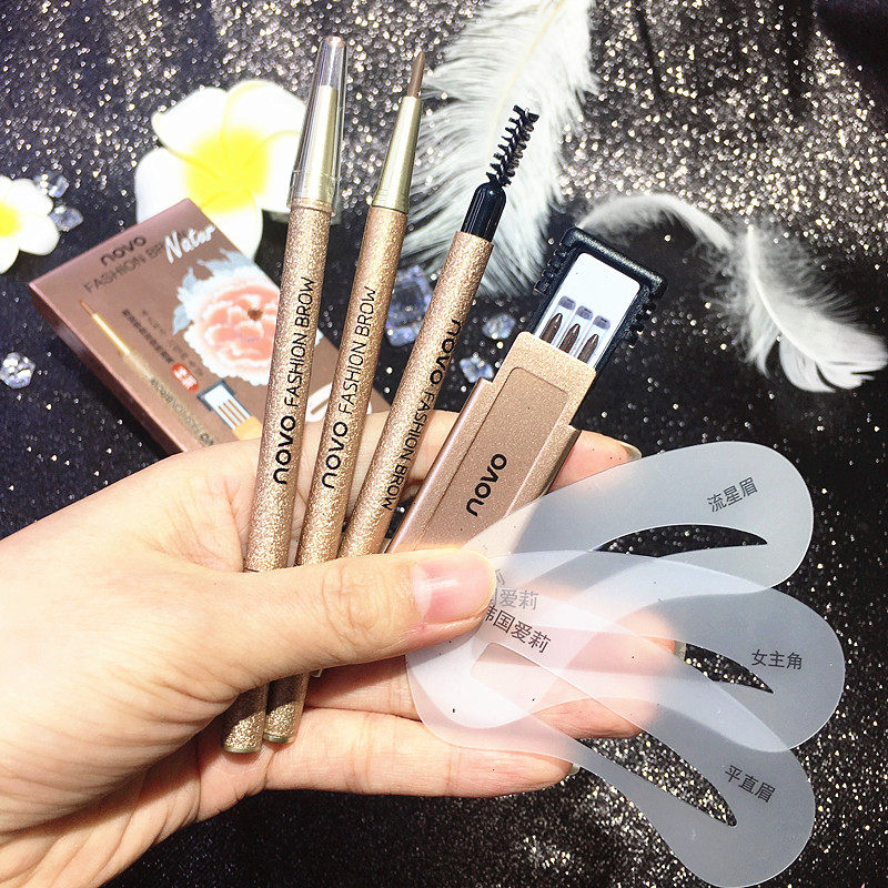 NOVO double head swivel brow waterproof anti-perspiration lasting natural not falling color ultra-fine head extremely fine refill sends replacement core