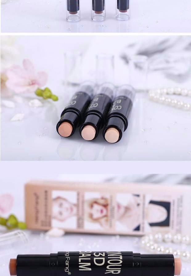 Đôi đầu sửa chữa năng lực dính kéo dài trang điểm che khuyết điểm bóng tối làm nổi bật âm thanh nổi không thấm nước bóng mặt sửa chữa năng lực bút V mặt sáng cao highlight trang điểm