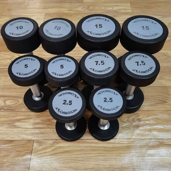 Tyneo Dumbbells Commercial Gym Dumbbells Round Head Fixed Rubber-Coated Dumbbell Set Home Personal Training Fitness Equipment