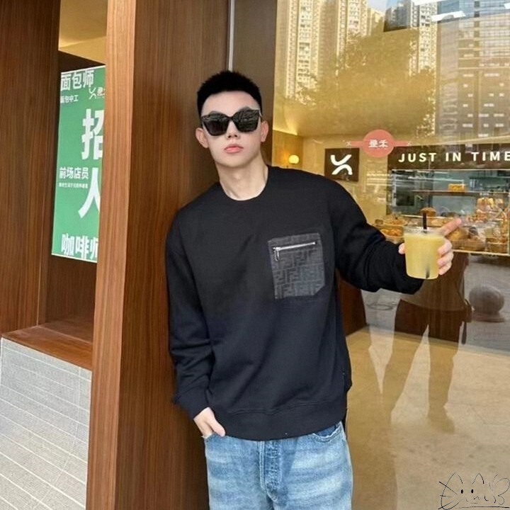 Fendi New Style Classic Double Ff Letter Color-Blocked Pocket Zipper Sweater for Men and Women Knitwear Fendi New Style Classic Double Ff Letter Color-Blocked Pocket Zipper Sweater for Men and Women Knitwear