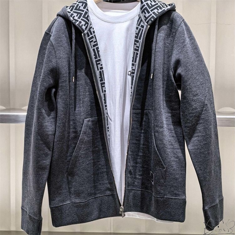 Fendi/Fendi New Classic Color-Block Monogram Letter Logo Lining Sweatshirt Jacket for Women and Men Fendi/Fendi New Classic Color-Block Monogram Letter Logo Lining Sweatshirt Jacket for Women and Men