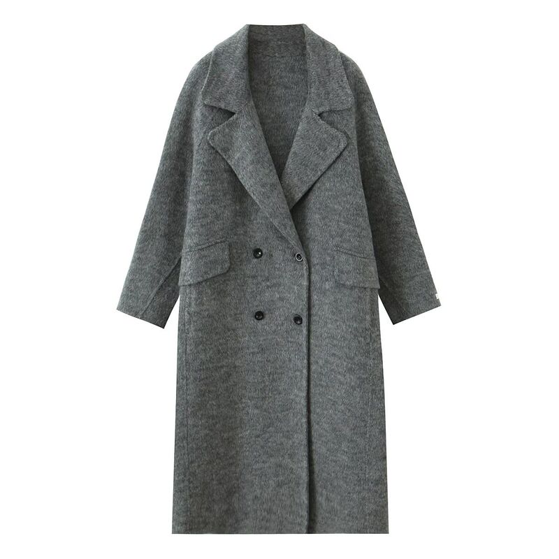High-End Gray Double-Sided Wool Coat for Women, 2025 New Mid-Length Sheep Wool Jacket, Hepburn Style, Korean Version, Thickened