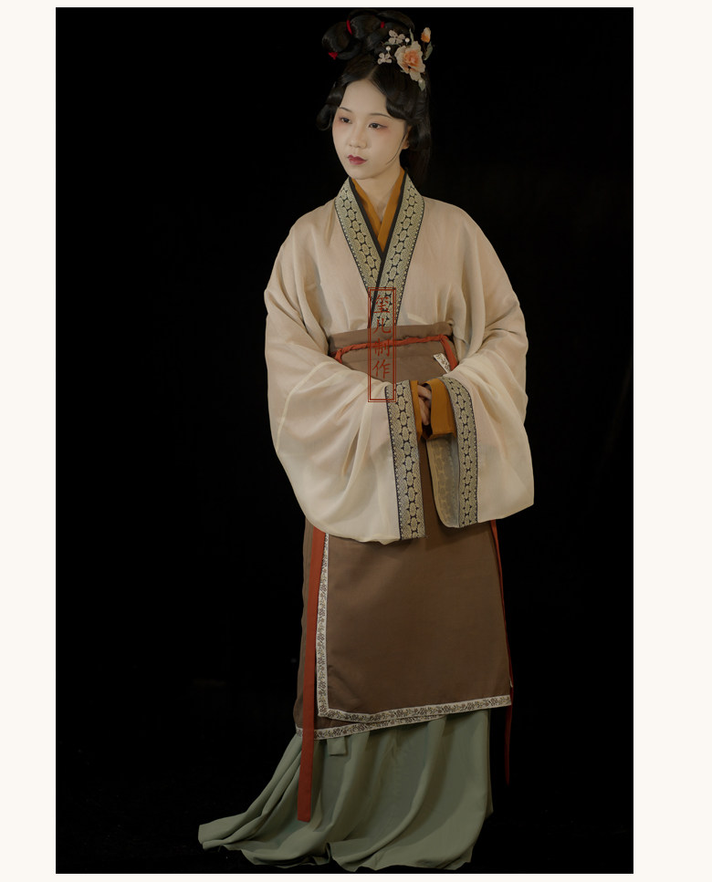 Китайцы одежда наборы 玺儿制作汉服店 仿古画百美图款汉服对穿交直上襦袖旋裙 套装 现