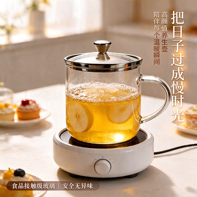 Round Glass Water Cup, High Borosilicate, Heatable, with Lid, Milk Cup, Coffee Cup, Office and Home Use, Transparent and Durable Glass Cup