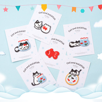 Cat embroidery cloth stickers cute cat play goldfish self-sticking diy bag decoration stickers hand account stickers patch stickers