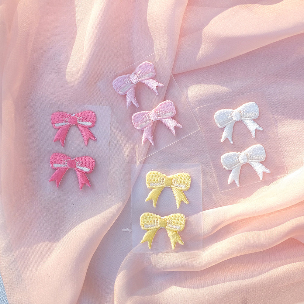 Small fresh bow embroidery sticker diy dragon bag donut canvas shoe decoration sticker