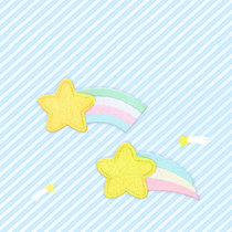Rainbow Meteor embroidered appliquise shell diy hand ledger This sticker ipad hat decoration stick with cartoon self-adhesive cloth patch