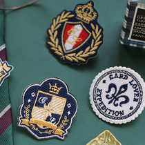 College Wind Badge Embroidered Adhesive Diy Hand Account Ipad Mobile Phone Shell Decoration Patch Bag Clothes Self-Adhesive Cloth Sticker