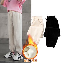 Japanese pants autumn and winter style add suede 2022 foreign air outwear for winter clothing Childrens pants Chauvetide little girl casual sports pants