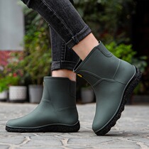 Japanese Rain Shoes Mens Midcylinder Fashion Waterproof Shoes Rain Boots Short Cylinders Non-slip Kitchen Working Rubber Shoes Fishing Car Wash Shoes
