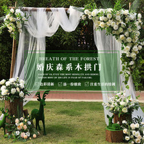 Senteo Lawn Wedding wedding Prop Wood Pile Arches Happiness Door Stun Tree Stumps Background Pendulum Wedding Arrangement Wood Arches