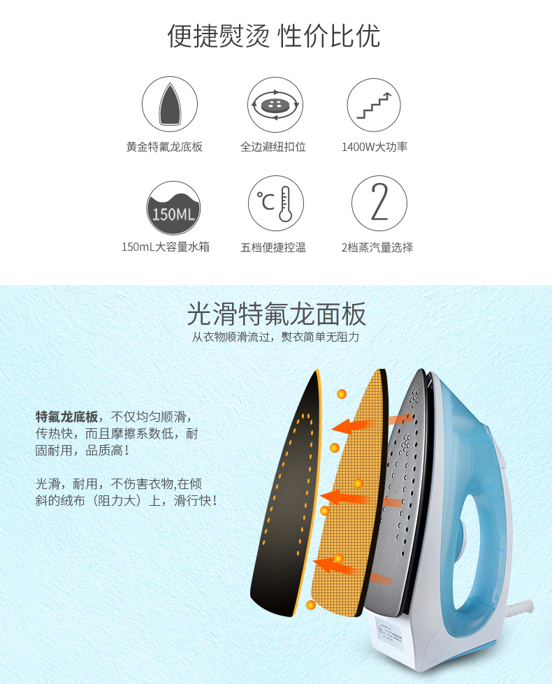 bàn là hơi nước Flying Branch Iron FI-9309 Bàn ủi hơi nước cầm tay Mini Iron Iron Iron bàn de ủi quần áo lock&lock