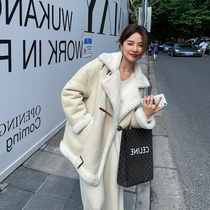 Suede short coat womens winter thickened Korean lamb plush 2021 new fur integrated motorcycle suit trend