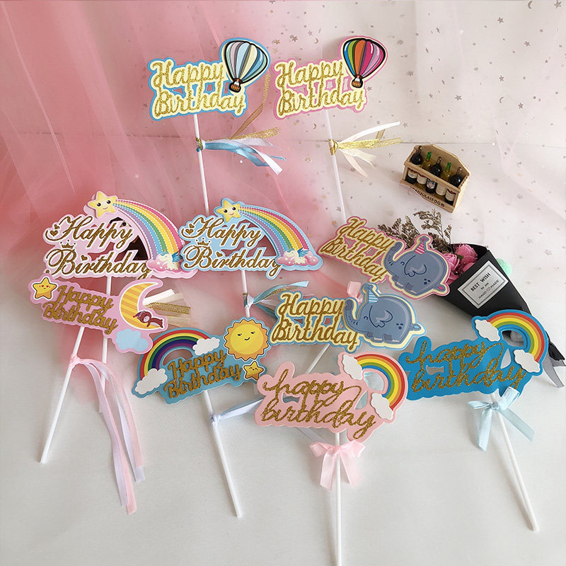 Net red cake decoration Happy Birthday baking cake Paper label decoration plug-in plug-in flag Net red accessories