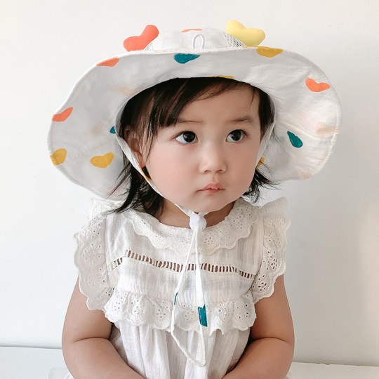 Baby girl hat, cute and super cute mesh hat, princess hat, spring and summer fisherman hat, children's sun protection thin sun hat