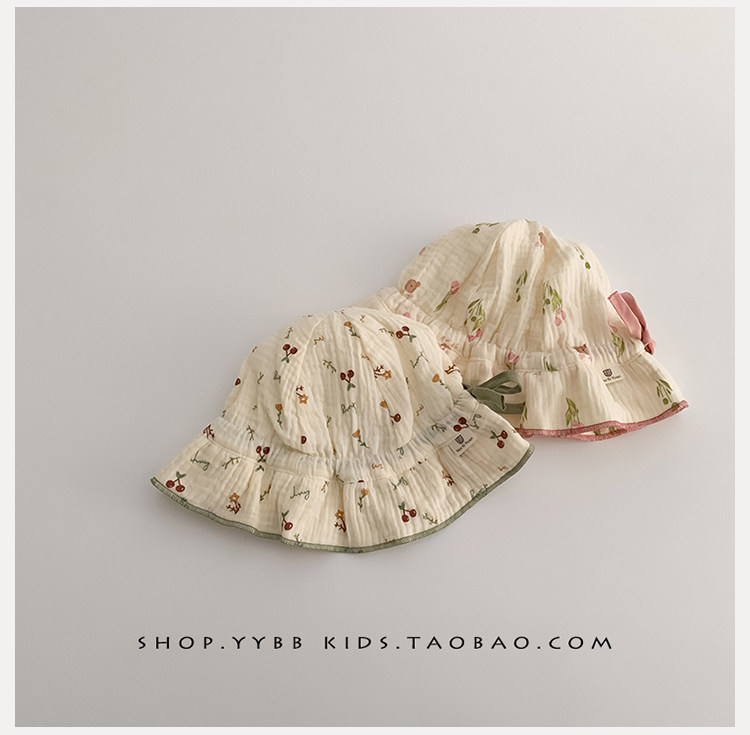 Осенняя шапка для раннего возраста для девочек, цветочный принт, защита от солнца 