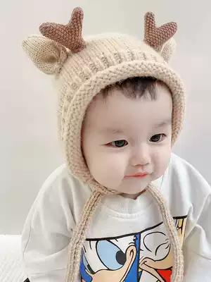 Baby hat, wool cap, cute, super cute, autumn and winter, thick and warm children, female baby lace, ear protection, winter