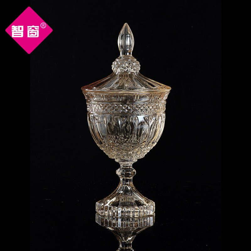 Candy Jar Palace Court Style Crown Relief With Lid Glass Sugar Jars Transparent Dried Fruits Candy Box Storage Tank-Taobao