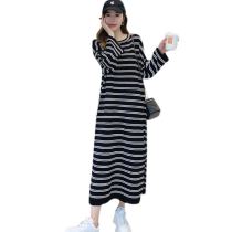 Plus Size Women Autumn Winter Maternity Knitted Dress Loose Plus Size Joker base shirt Maternity Skirt