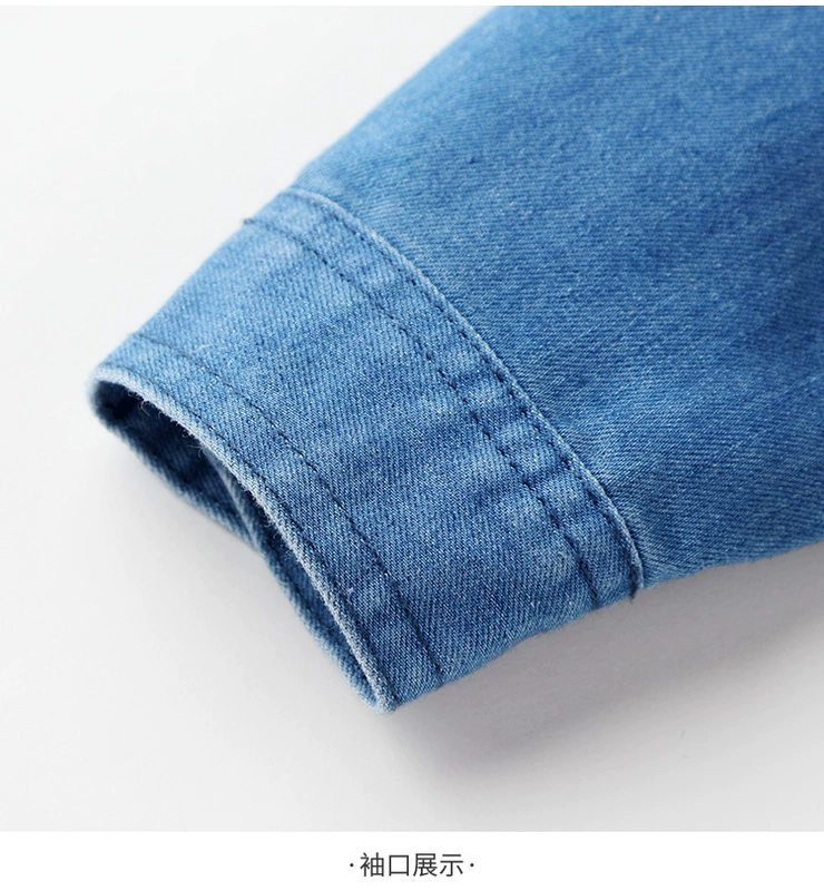 Quần áo trẻ em Haiwei nam lớn trinh nữ lớn mùa xuân và mùa hè phong cách mới 186165 áo khoác denim áo sơ mi - Áo khoác