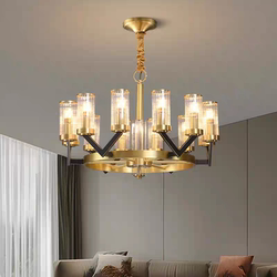 2026 New Model All-Copper Crystal Lampshade French and American Style Villa Hotel Lobby Private Room Living Room High-End Chandelier