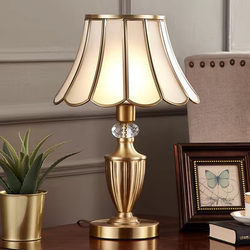 2025 New Model Oak Solid Wood Bronze Touch Switch Table Lamp