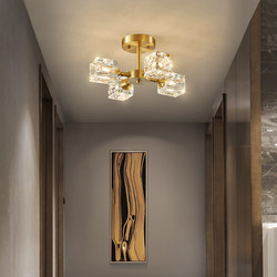 All-Copper Nordic Light Luxury Internet-Famous Modern Minimalist Study Bedroom Creative Corridor Hallway Cloakroom Crystal Ceiling Lamp
