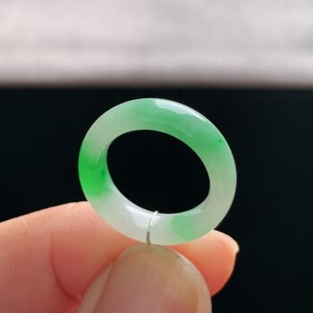 Myanmar natural a-grade ice waxy floating green jade ring
