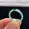 Natural A-grade ice jade floating flower square ring