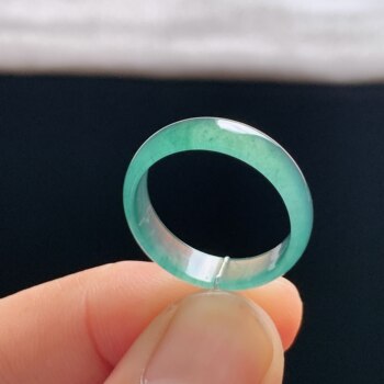 Natural a-grade ice sky blue jade ring