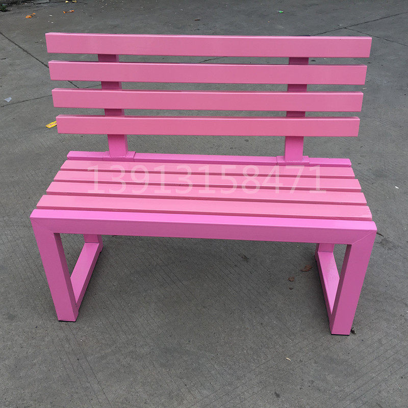 Park row chairs outdoor benches anti-corrosion leisure chairs bathroom benches rest benches balcony solid wood stools pink batch