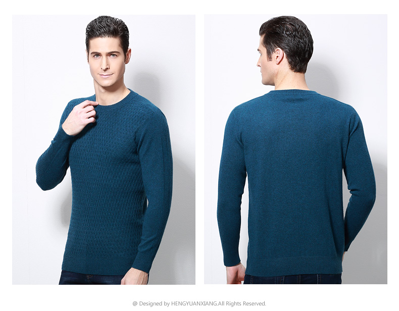 Hengyuanxiang cashmere áo len nam mùa thu và mùa đông kinh doanh mới người đàn ông giản dị của áo len tinh khiết cashmere áo len cổ tròn áo len