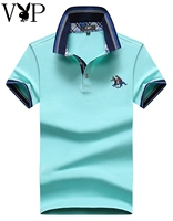 Áo sơ mi nam VIP POLO mùa hè nam cotton kích thước lớn giản dị áo thun ngắn tay nam màu xanh lá cây T361 - Áo polo thể thao áo polo họa tiết