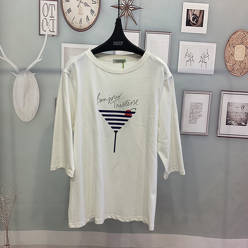 Love Beauty Mommy Pregnant Woman Fall T-shirt Pure Cotton Casual Knit Cotton White Undershirt Loose Blouse 828161