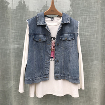 Spelling out the perfect maternity wear denim vest spring and summer pregnant mother fashionable outing sleeveless vest small coat for women