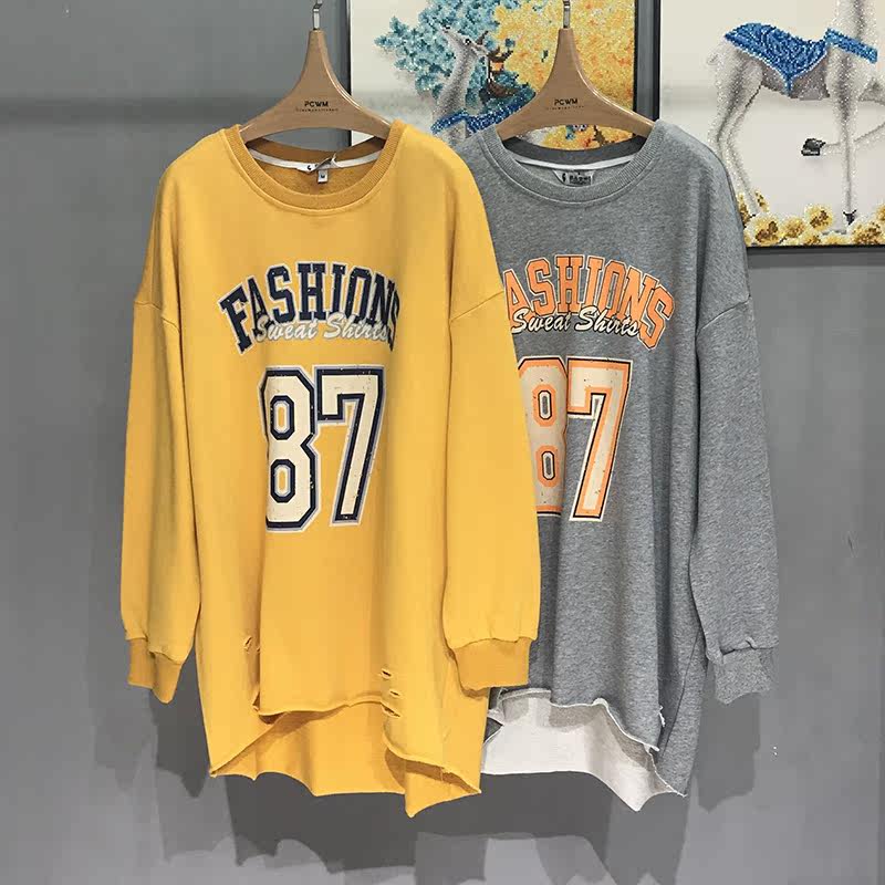 Spelled out perfect pregnant woman's sweatshirt for long version Fashion casual long sleeve T-shirt loose large size blouse 80C06077901