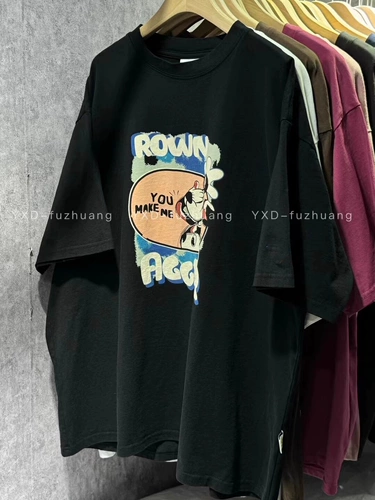 Мультяшная хлопковая футболка с коротким рукавом для влюбленных, в американском стиле