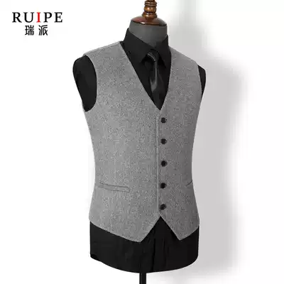 ruipe winter men's suit vest thickened warm vest wool double-sided waistcoat wool cropped shoulder woolen cashmere horse clip