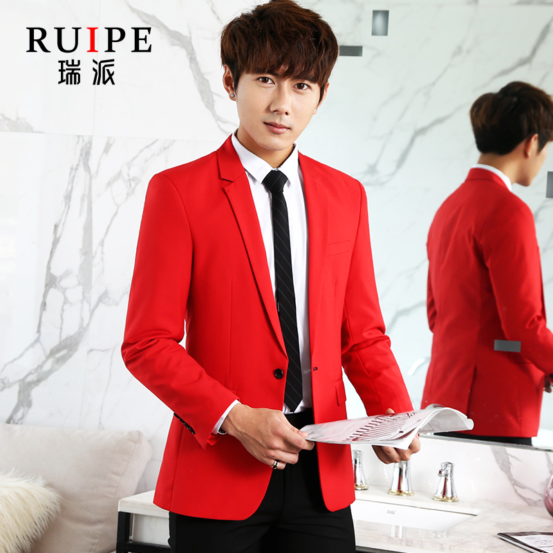 Ruipe men's and women's red western suit jacket for bridal gown casual annual meeting performance tide-big red suit