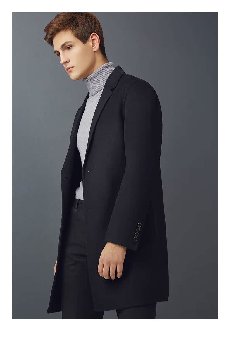 Áo khoác len nam hai mặt mùa đông của Ruipe trong phần dài áo len cashmere kinh doanh áo len áo khoác vest nam