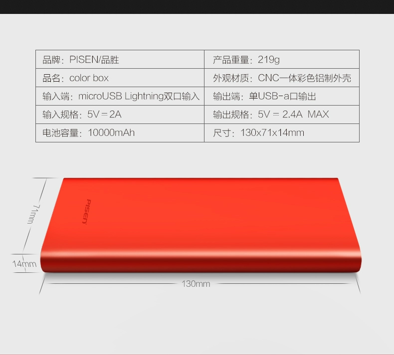 Pinsheng sạc kho báu 10000 mAh siêu mỏng sạc nhanh Apple Android mini di động dung lượng lớn - Ngân hàng điện thoại di động