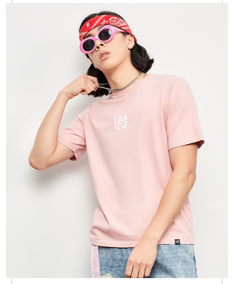 Lee nam 2018 mùa xuân và mùa hè mới X-LINE đỏ ngắn tay T-Shirt L319152LQ8MA